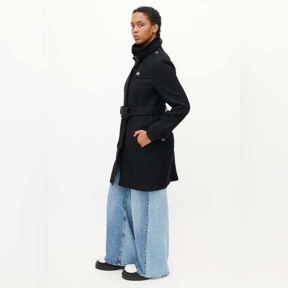 BURBERRY Brit Black Wool and Cashmere Blend Rushworth Belted Coat Size 12 - Picture 8 of 16